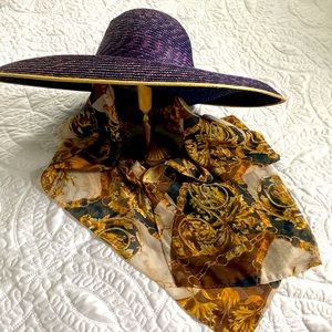 1940’s 19” round hat with built in scarf, studio kokin